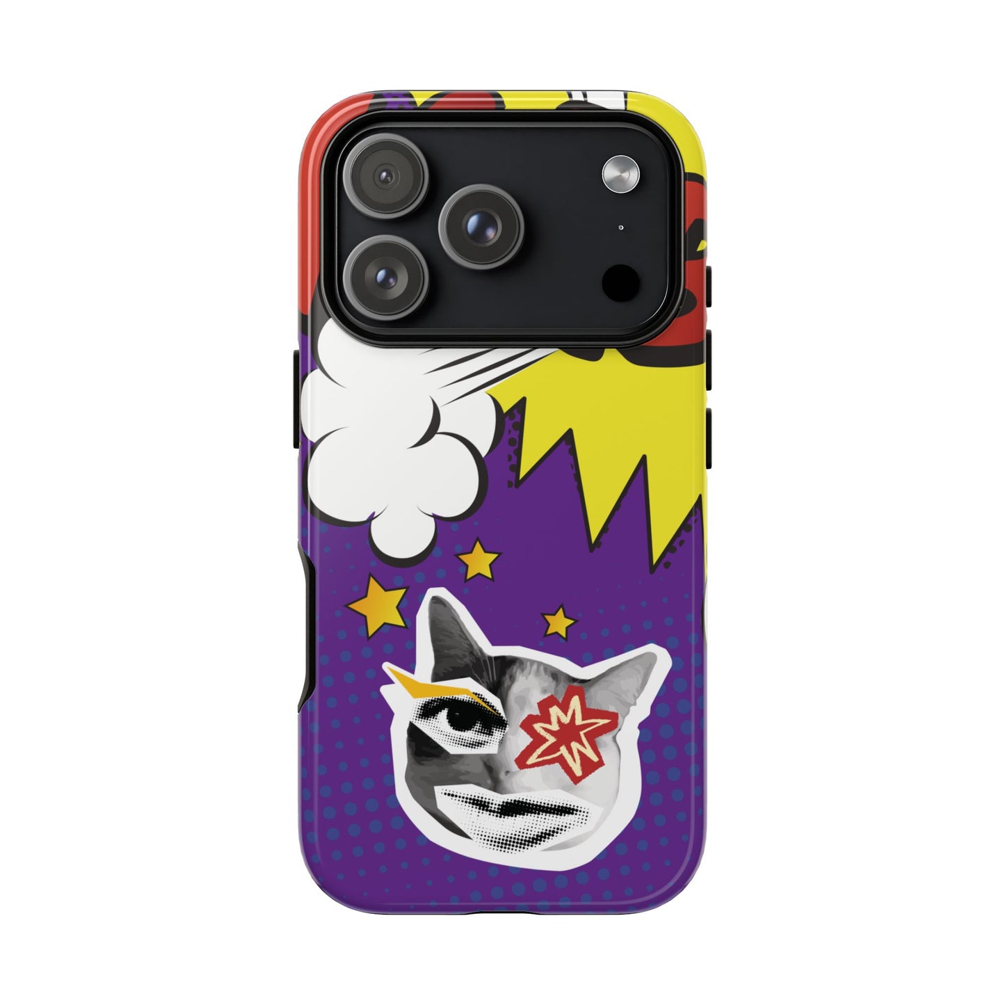 Bold Purple Pop Art Cat Phone Case - Purple Phone Case - iPhone 17 Pro / Glossy