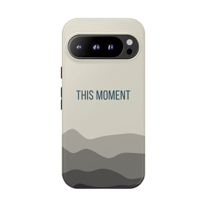 Google Pixel 9 Pro / Glossy Phone Case - Minimalist Cream Waves ’This Moment’ Statement Phone Case