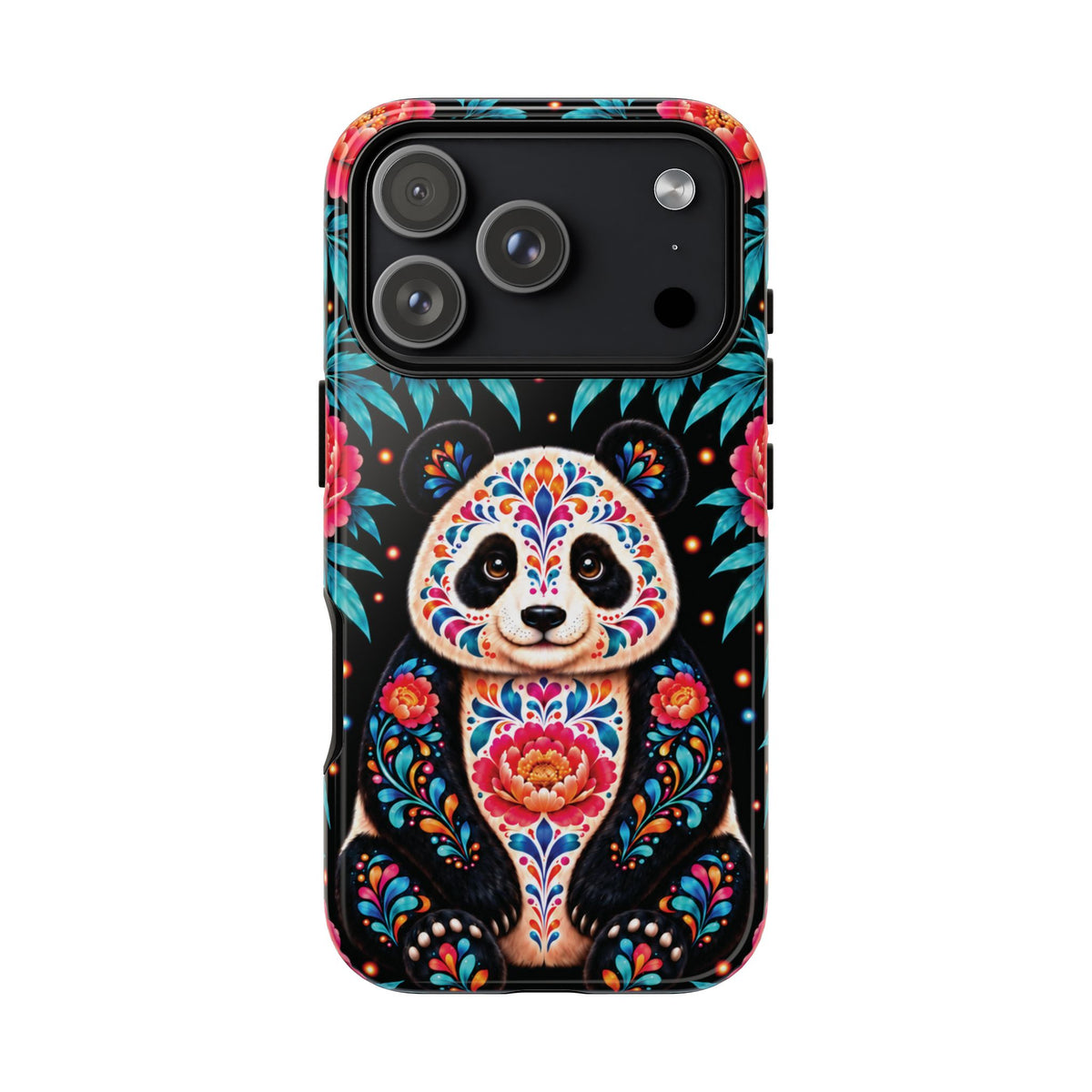 Cute Pink and Turquoise Calavera Panda Phone Case - Multicolor Phone Case - iPhone 18 Pro / Glossy