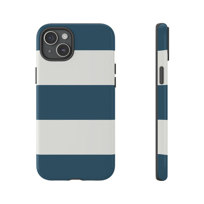 Blue & White Horizontal Stripe Pattern Phone Case - Blue Phone Case - iPhone 15 Plus / Glossy