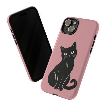 Minimalist Blush Pink & Black Cat Phone Case