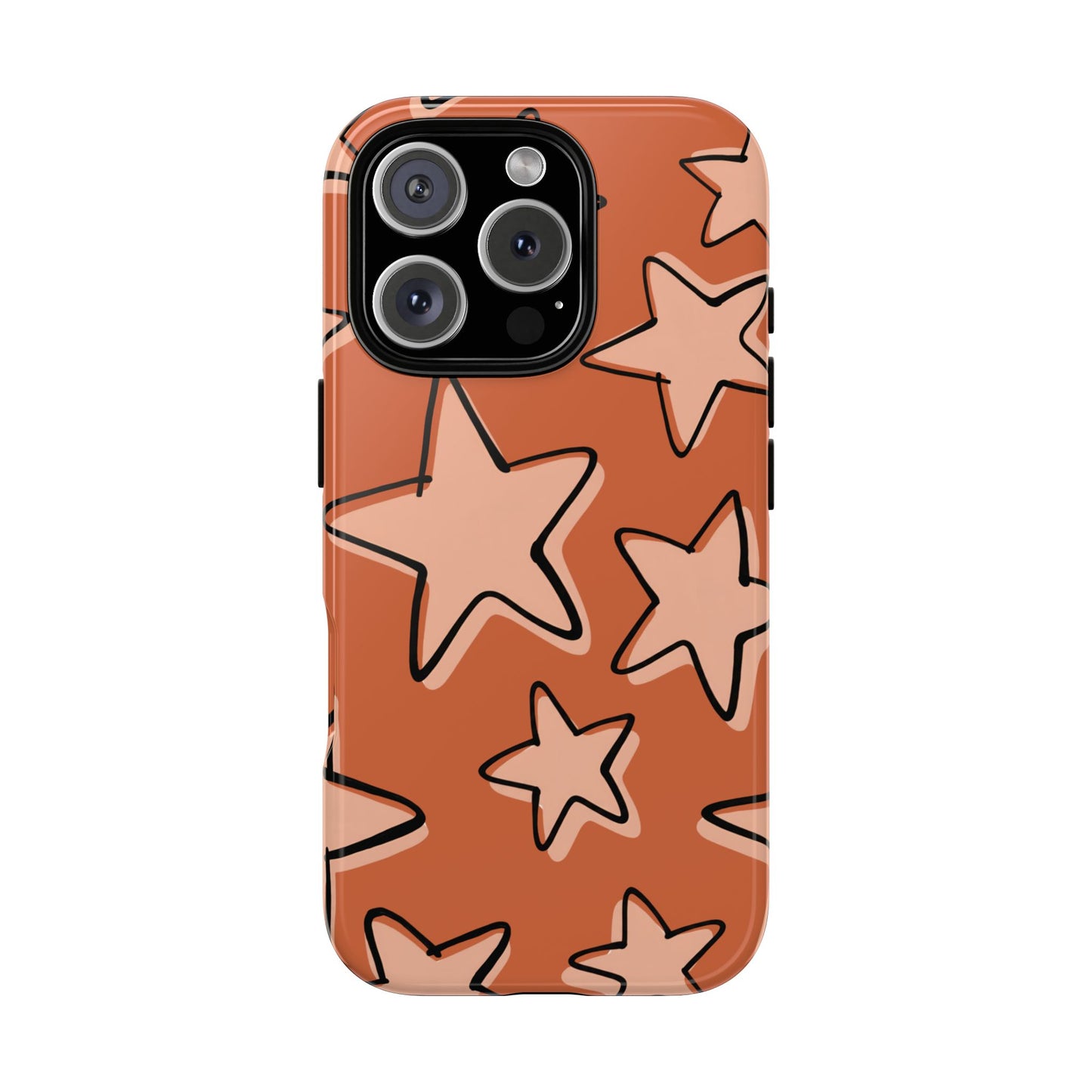 Burnt Orange Doodle Star Phone Case
