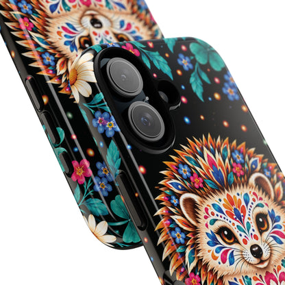 Vibrant Orange and Turquoise Calavera Hedgehog Phone Case - Multicolor Phone Case