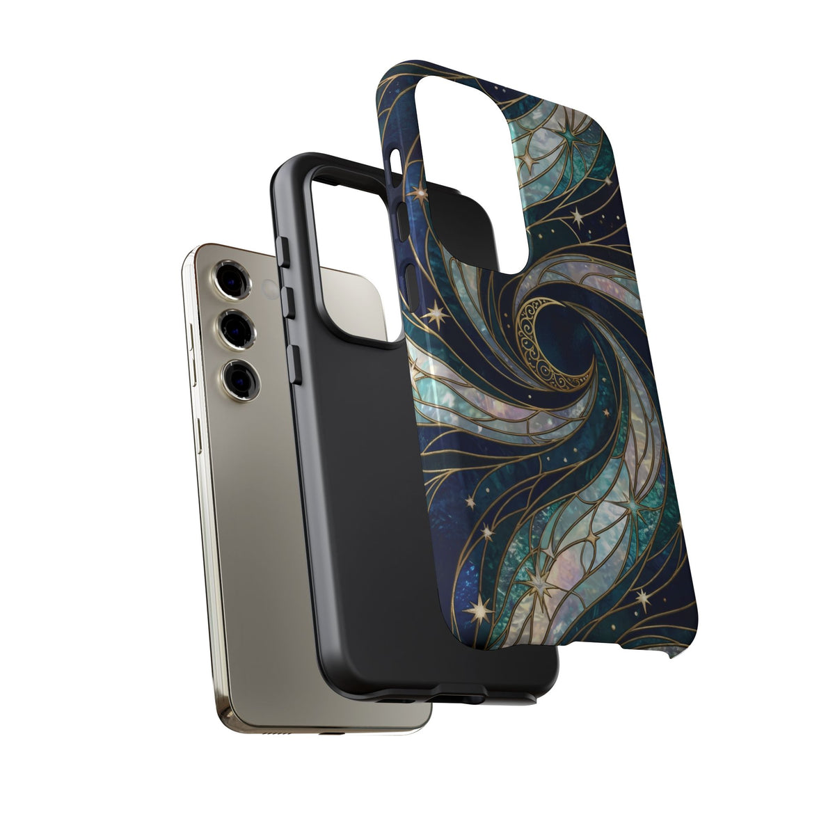 Elegant Navy & Teal Celestial Swirl Phone Case