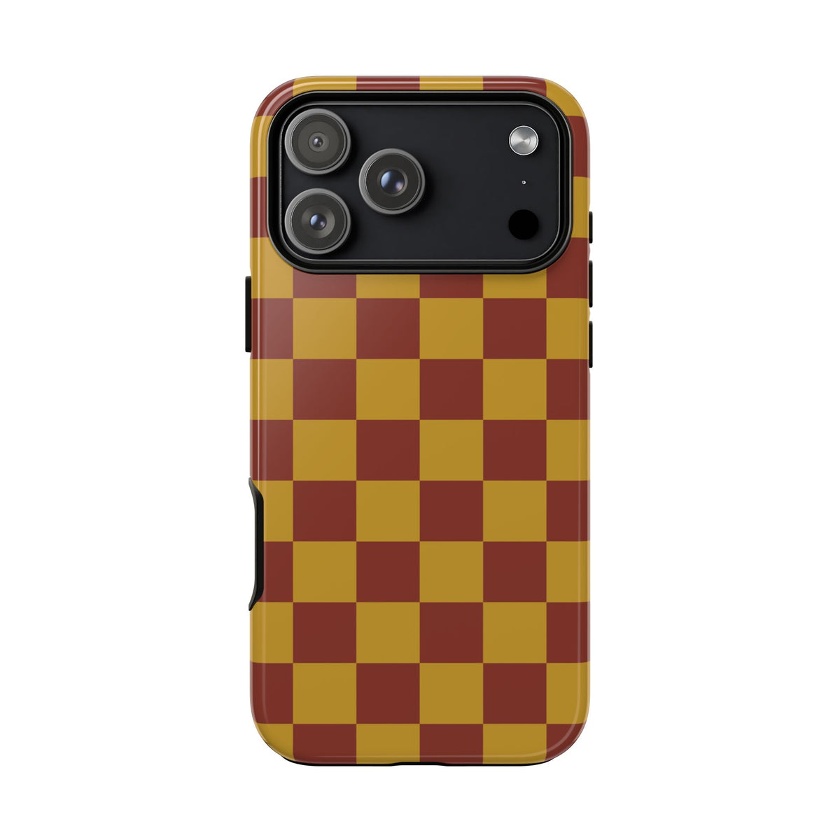 Trendy Mustard & Burgandy Checked Pattern Phone Case - Brown Phone Case - iPhone 17 Pro Max / Glossy
