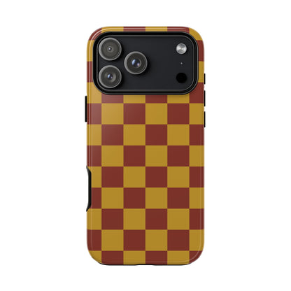 Trendy Mustard & Burgandy Checked Pattern Phone Case - Brown Phone Case - iPhone 17 Pro Max / Glossy