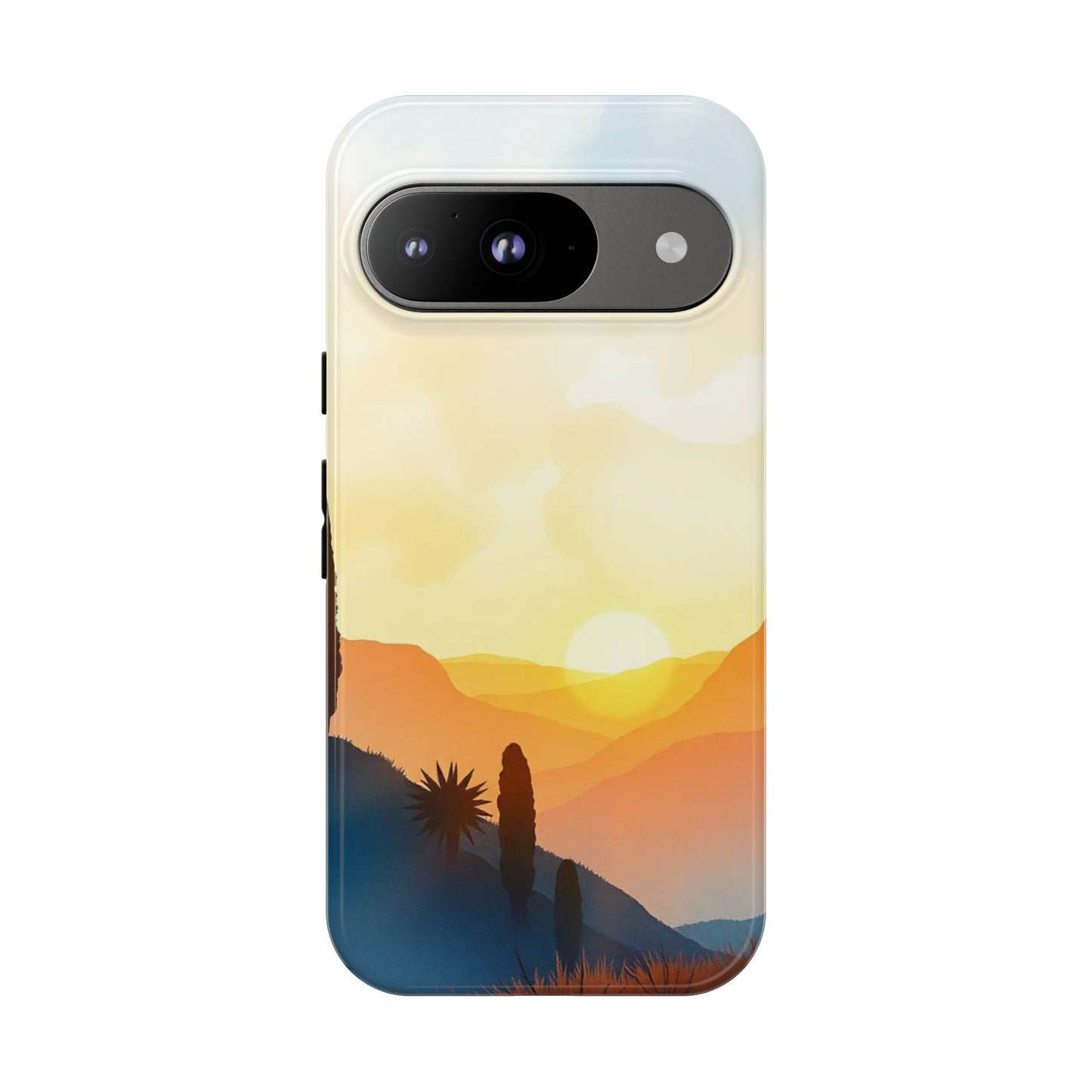 Google Pixel 9 / Glossy Phone Case - Watercolour Sunset Design Phone Case