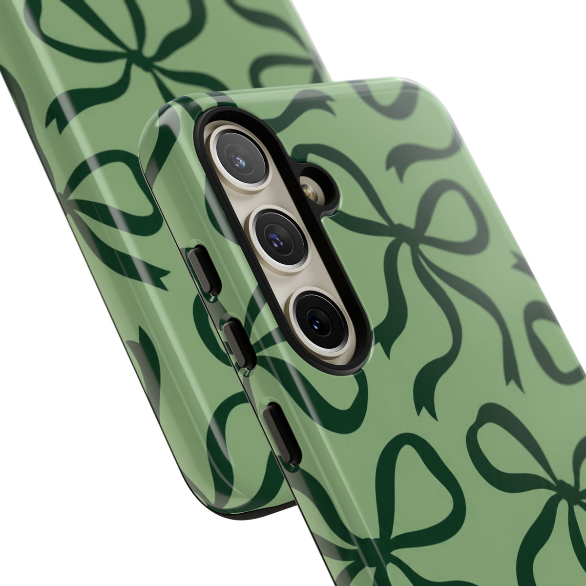 Bold Sage Green and Forest Green Bow Pattern Phone Case