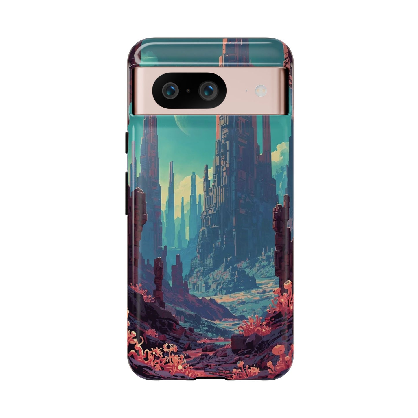 Alien Monolith Valley Sci-fi Phone Case - Pink Phone Case - Google Pixel 8 / Glossy