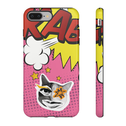 Bold Pink Pop Art Cat Phone Case - Pink Phone Case - iPhone 8 Plus / Glossy
