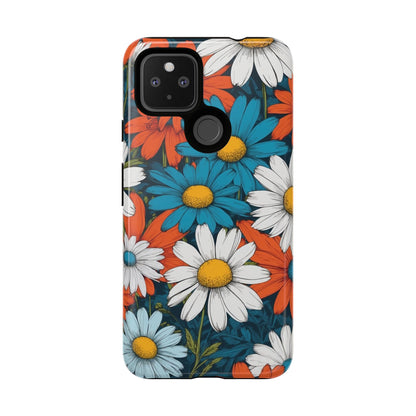 Pop Art Daisies Illustration "Red & Blue" Phone Case