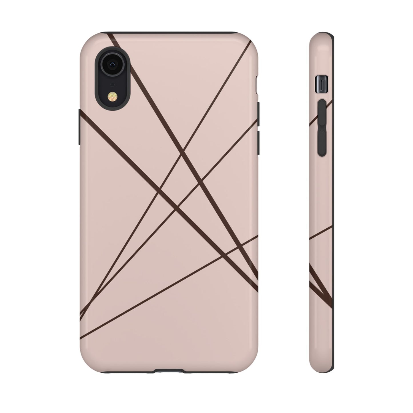 Abstract Pink with Brown Lines Phone Case - Pink Phone Case - iPhone XR / Glossy