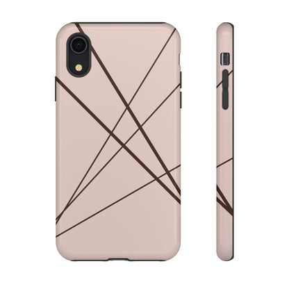 Abstract Pink with Brown Lines Phone Case - Pink Phone Case - iPhone XR / Glossy
