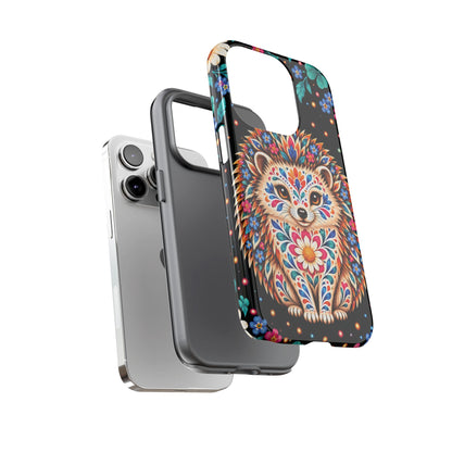 Vibrant Orange and Turquoise Calavera Hedgehog Phone Case - Multicolor Phone Case