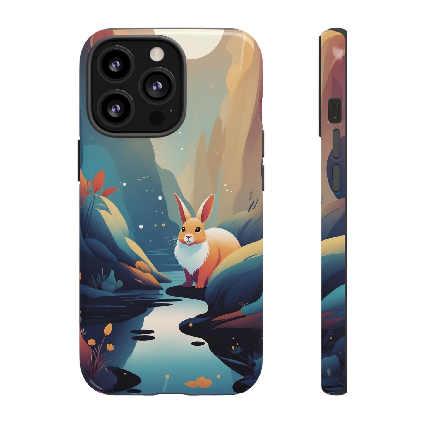 iPhone 13 Pro / Glossy Phone Case - Stylised Rabbit Design Phone Case