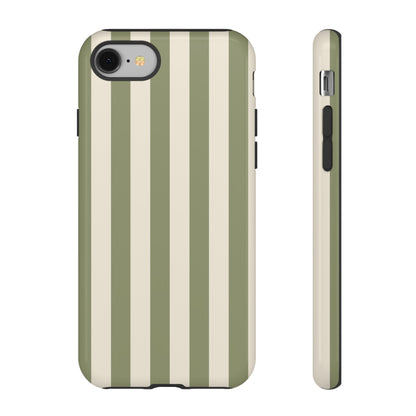 Olive & Beige Stripe Pattern Phone Case - Green Phone Case - iPhone 8 / Glossy