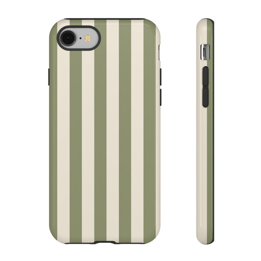 Olive & Beige Stripe Pattern Phone Case - Green Phone Case - iPhone 8 / Glossy
