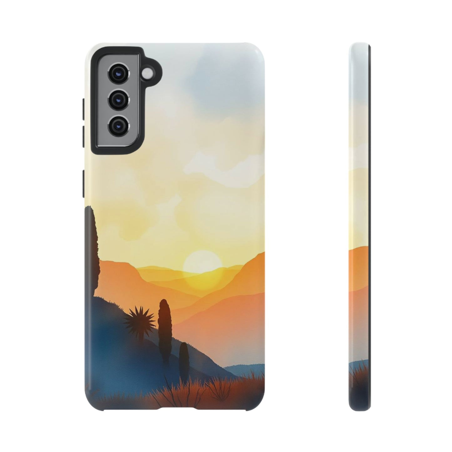 Samsung Galaxy S21 Plus / Glossy Phone Case - Watercolour Sunset Design Phone Case