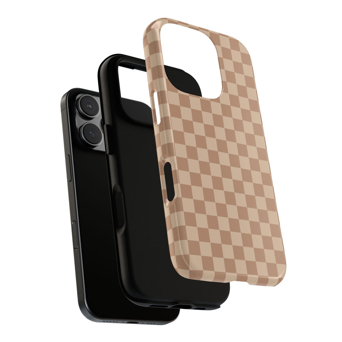 Bold Tan Small Checked Pattern Phone Case - Brown Phone Case
