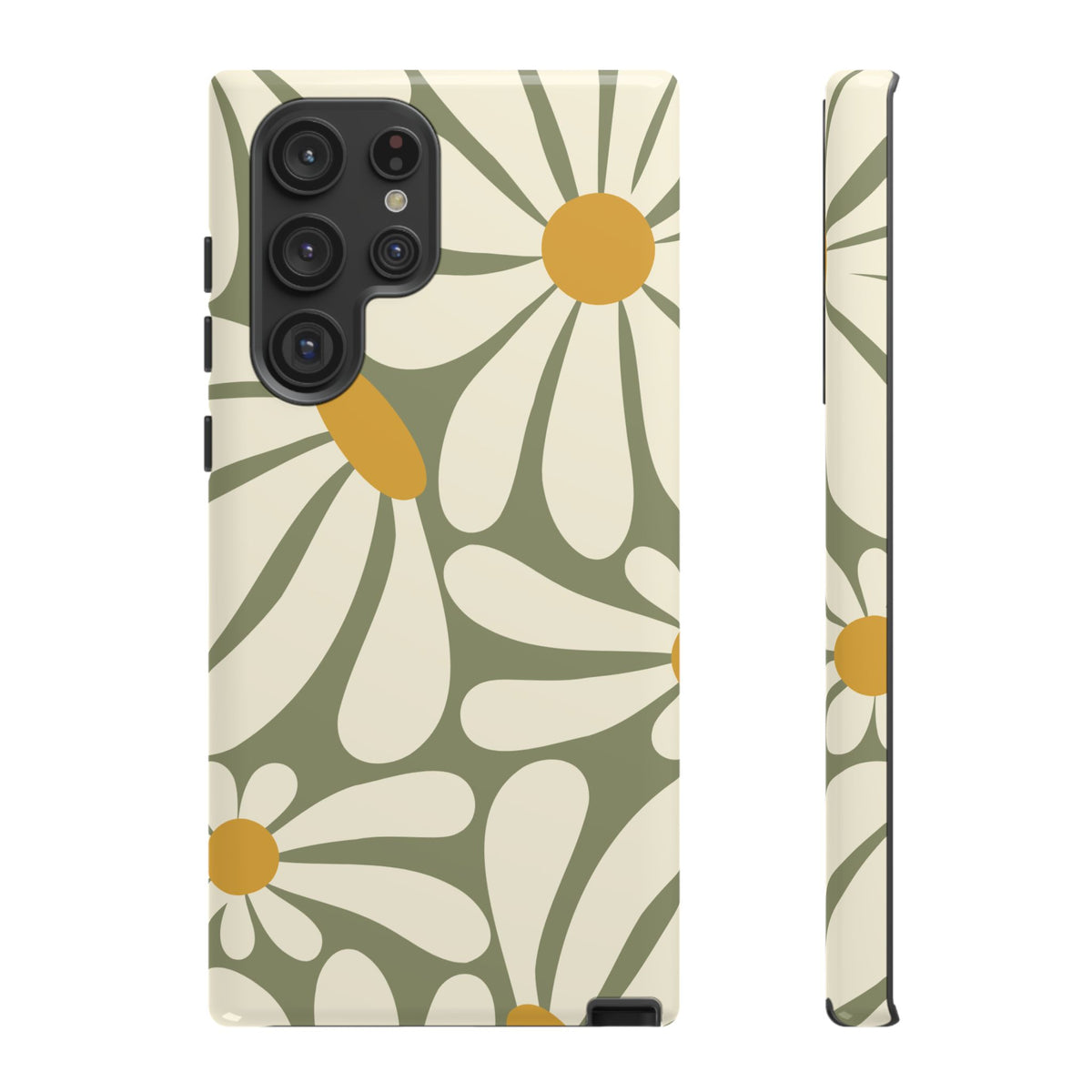 Retro Green Daisy Pattern #1 Phone Case - Green Phone Case - Samsung Galaxy S22 Ultra / Glossy