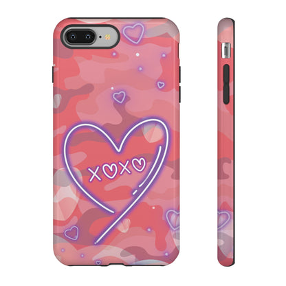Love Heart Neon Camo Phone Case - Pink Phone Case - iPhone 8 Plus / Glossy