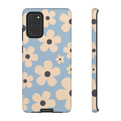 Samsung Galaxy S20+ / Glossy Phone Case - Cute Light Blue & Cream Daisy Pattern Phone Case