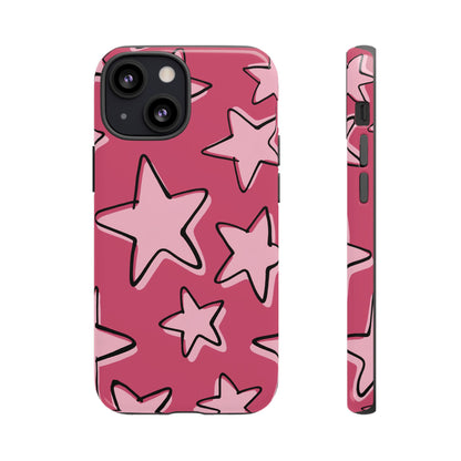Raspberry Pink Doodle Star Phone Case