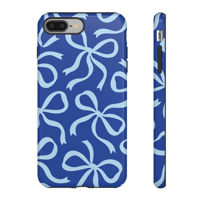 Bold Cobalt Blue and Powder Blue Bow Pattern Phone Case