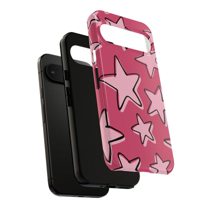 Raspberry Pink Doodle Star Phone Case