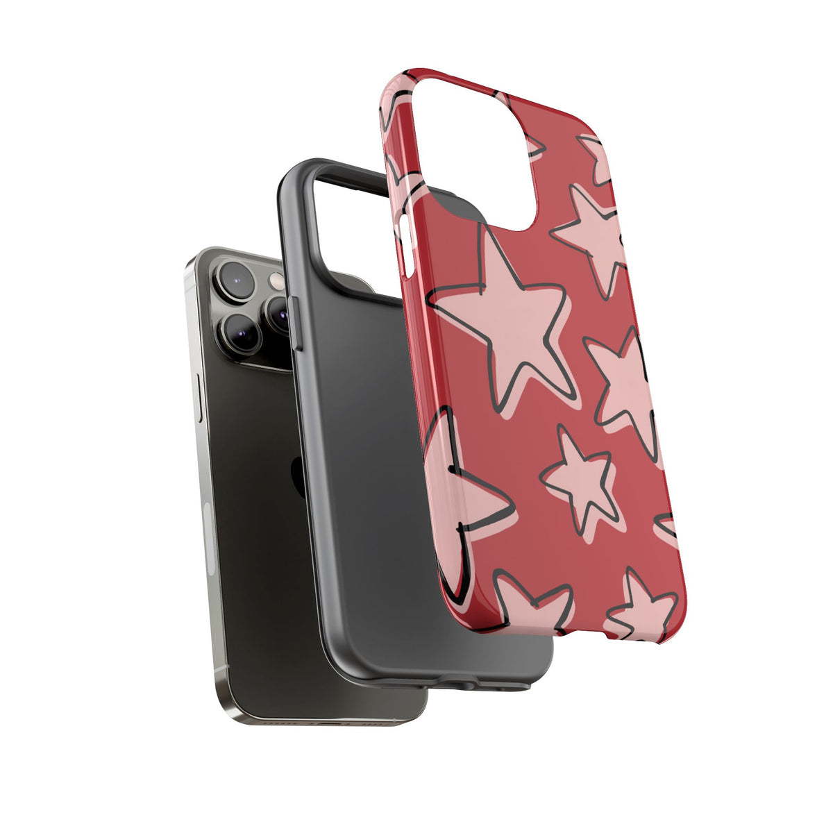 Cherry Red Doodle Star Phone Case