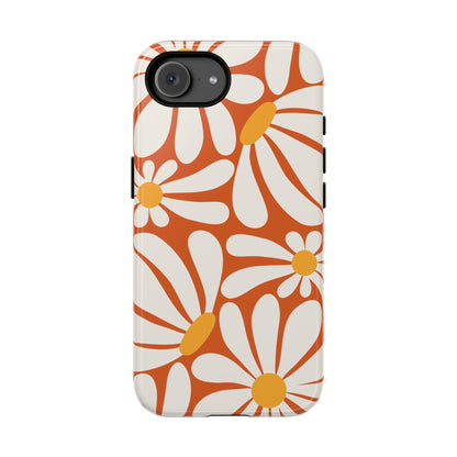 Retro Orange Daisy Pattern Phone Case - Orange Phone Case - iPhone 17e / Glossy