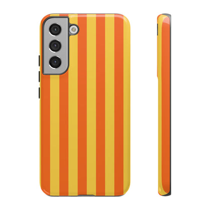 Samsung Galaxy S22 Plus / Glossy Phone Case - Trendy Orange & Yellow Stripe Pattern Phone Case