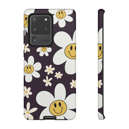 Samsung Galaxy S20 Ultra / Glossy Phone Case - Fun Retro Daisy Pattern with Purple Background Phone Case