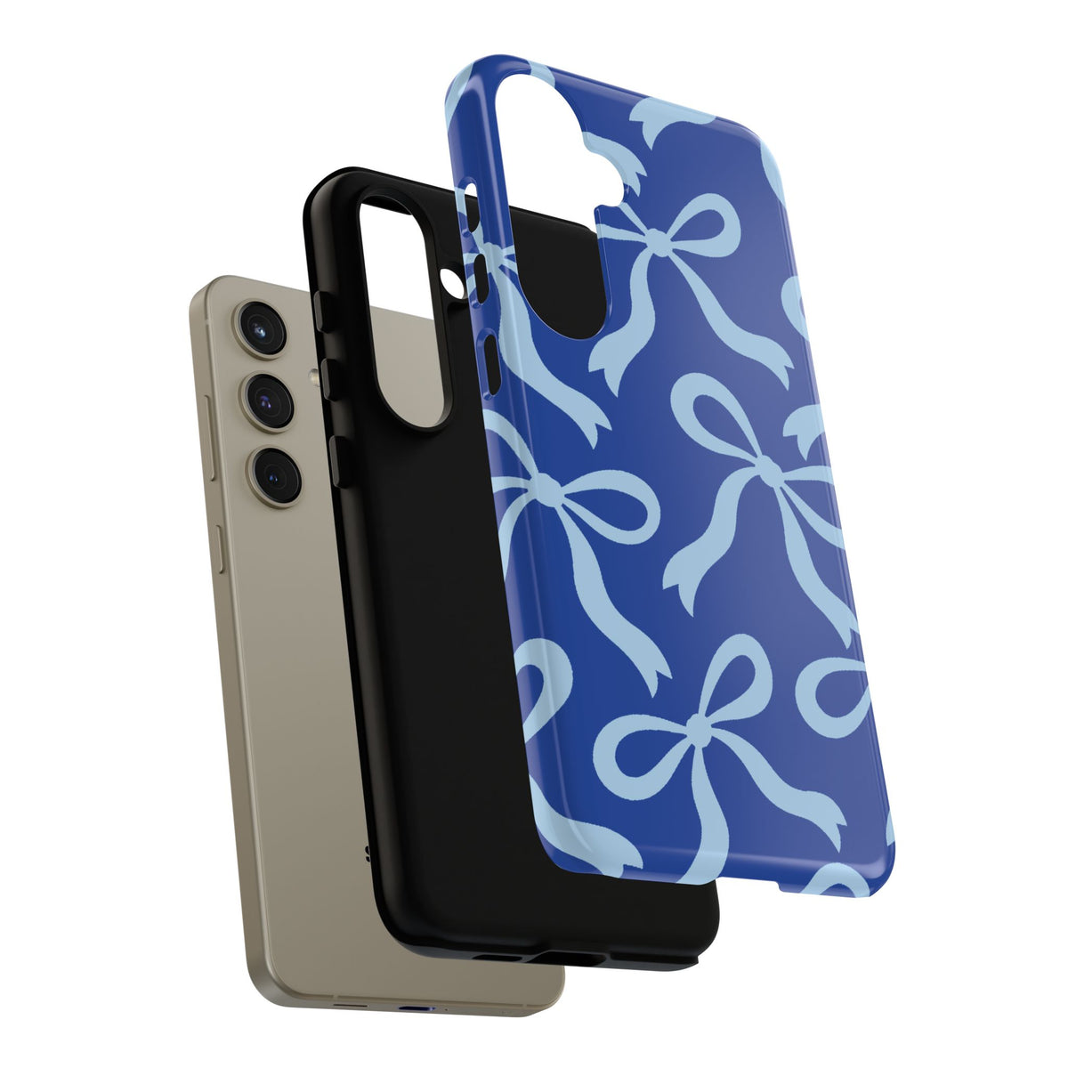 Bold Cobalt Blue and Powder Blue Bow Pattern Phone Case - Blue Phone Case