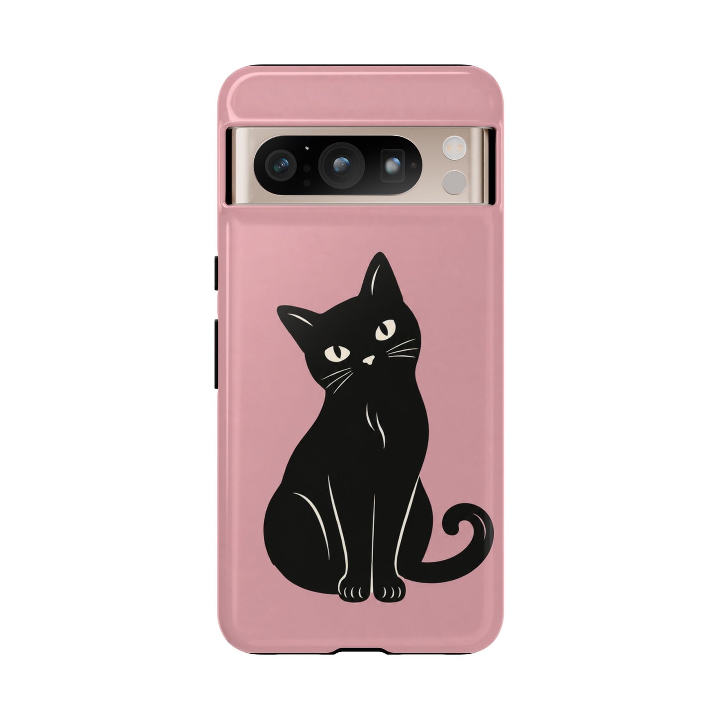 Minimalist Blush Pink & Black Cat Phone Case