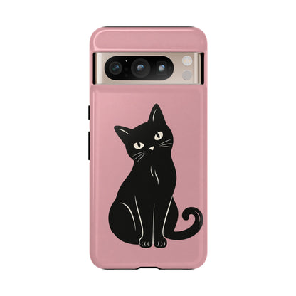 Minimalist Blush Pink & Black Cat Phone Case