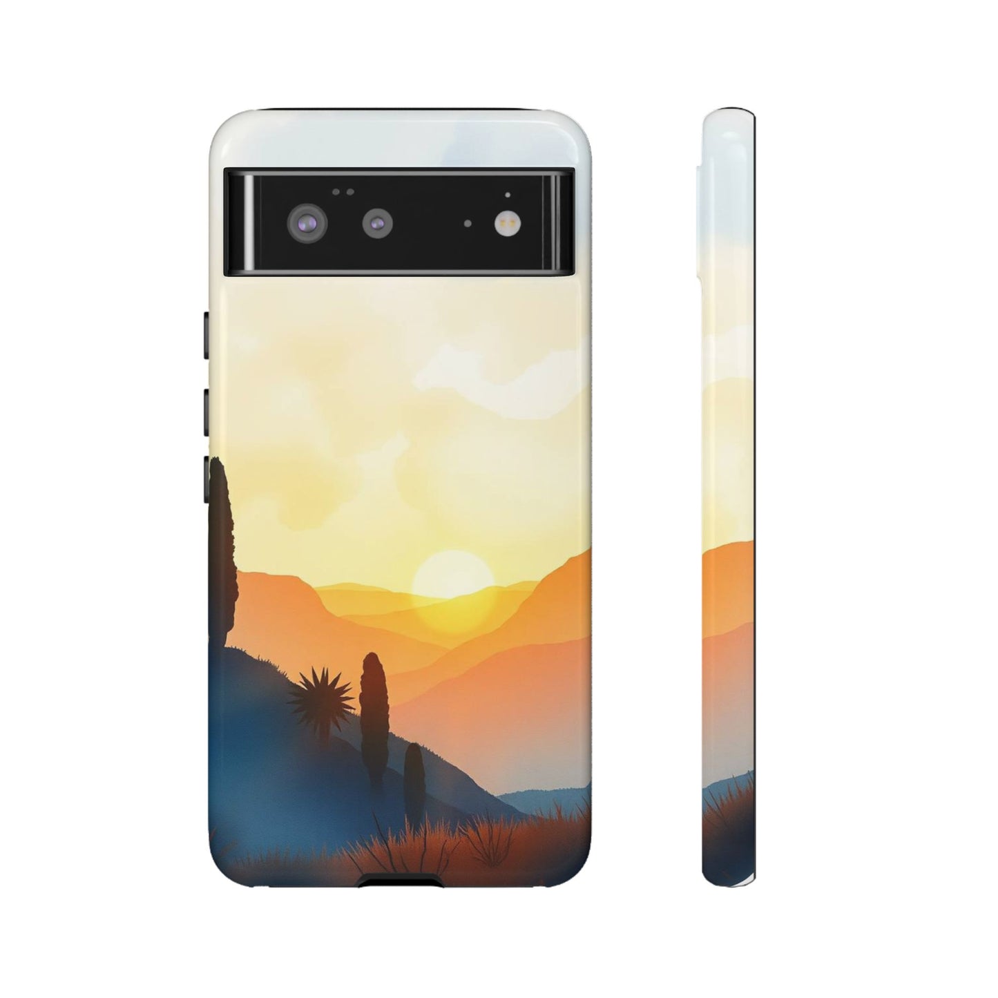 Google Pixel 6 / Glossy Phone Case - Watercolour Sunset Design Phone Case