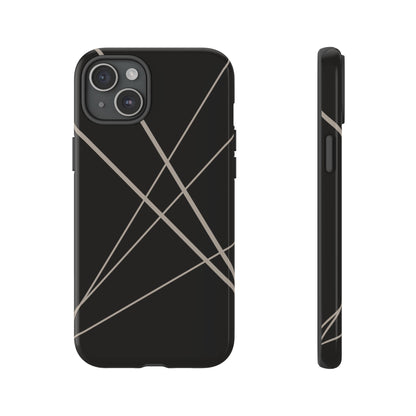 iPhone 15 Plus / Glossy Phone Case - Abstract Black with Grey Lines Phone Case