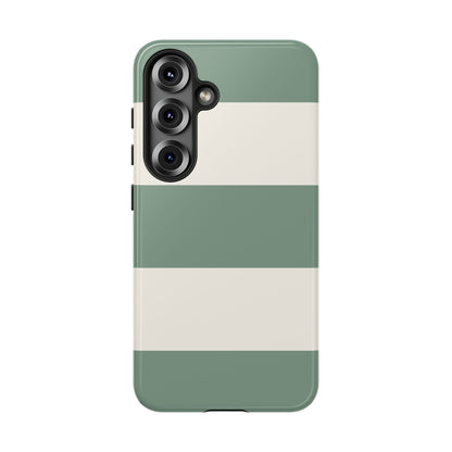 Samsung Galaxy S25 / Glossy Phone Case - Green & White Horizontal Stripe Pattern Phone Case