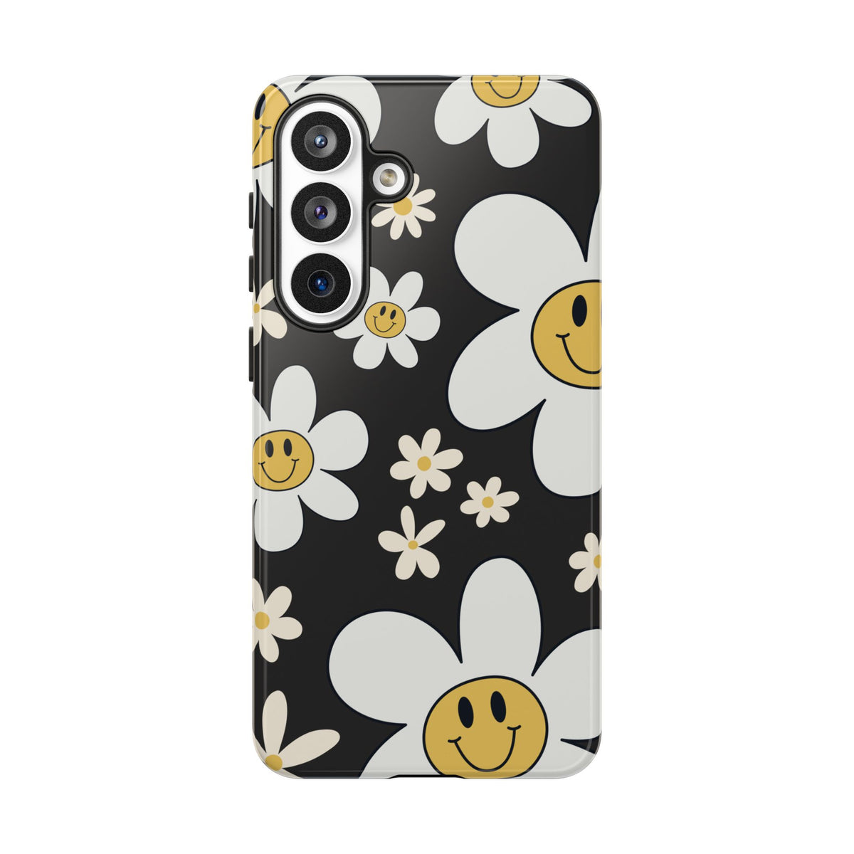 Fun Retro Daisy Pattern with Dark Grey Background Phone Case - Grey Phone Case - Samsung Galaxy S26 Plus / Glossy