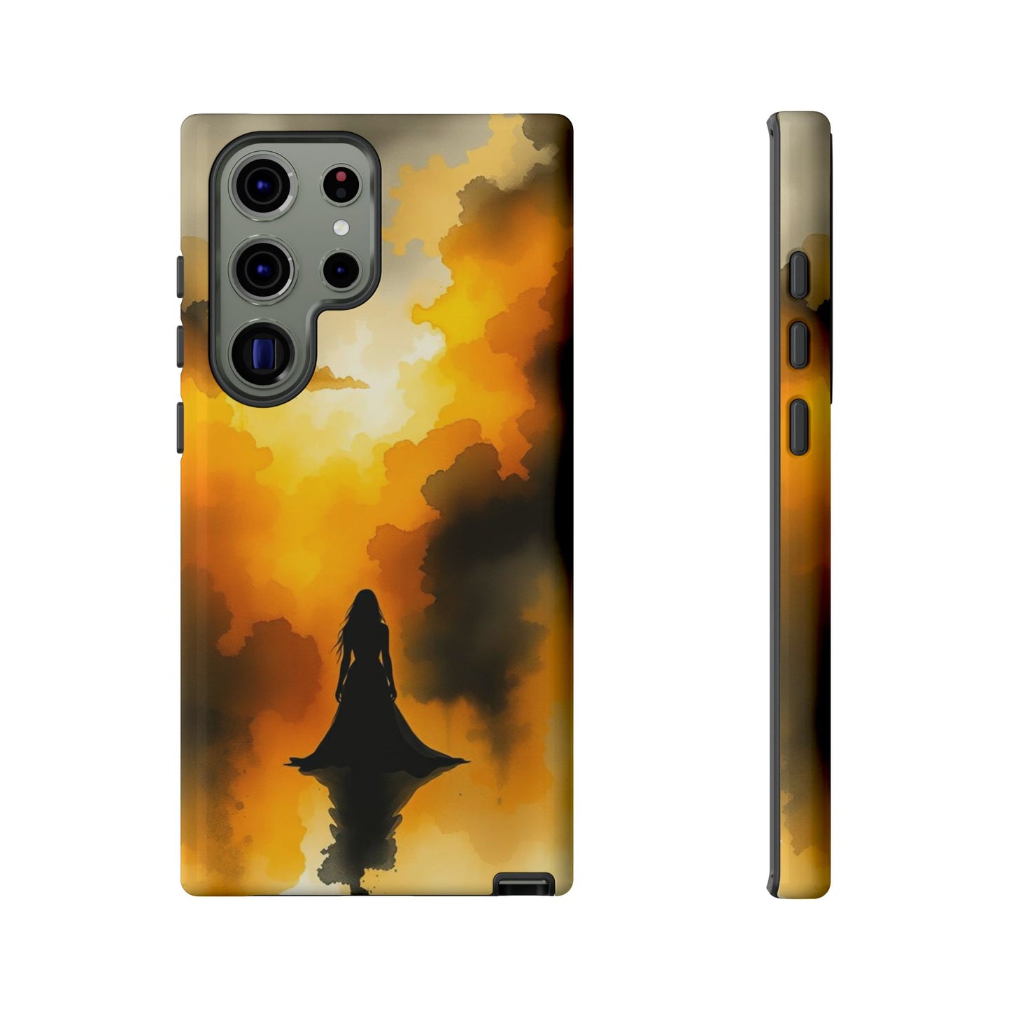 Samsung Galaxy S23 Ultra / Glossy Phone Case - Watercolour Gothic Woman in Black Phone Case