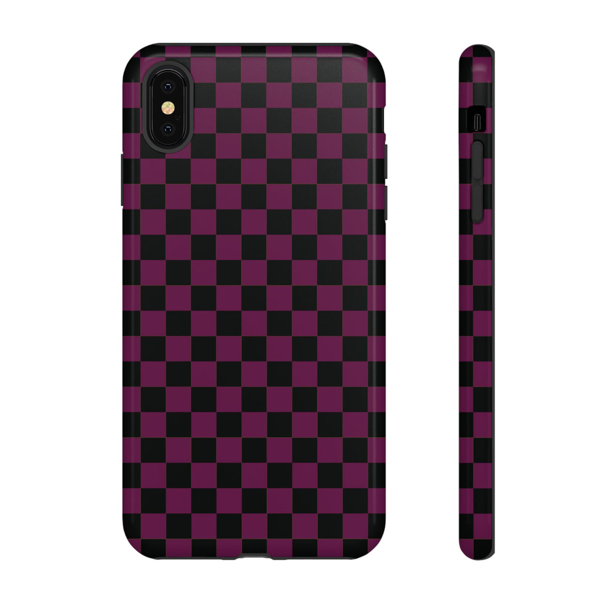 Trendy Plum & Black Small Checked Pattern Phone Case - Purple Phone Case - iPhone XS MAX / Glossy