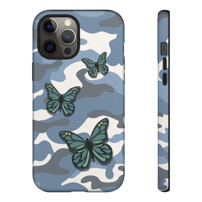 iPhone 12 Pro Max / Glossy Phone Case - Light Blue Butterfly Camo Phone Case