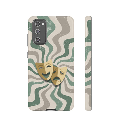 Samsung Galaxy S20 FE / Glossy Phone Case - Comedy & Tragedy Masks – Green Minimal Retro Wave Phone Case