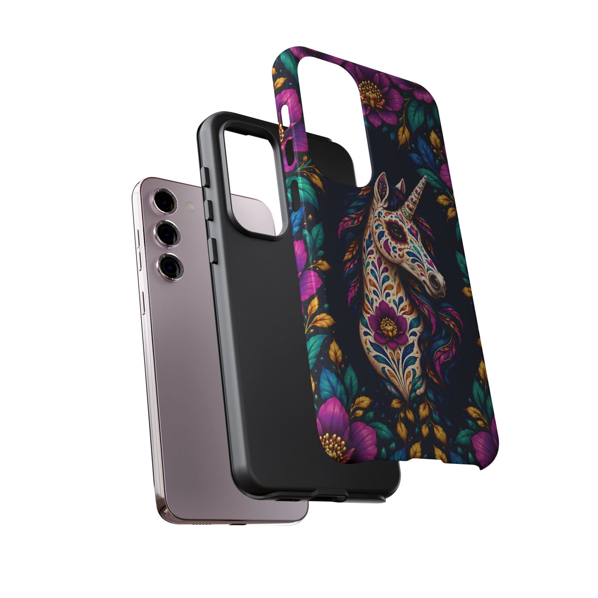 Elegant Purple and Teal Calavera Unicorn Phone Case - Phone Case