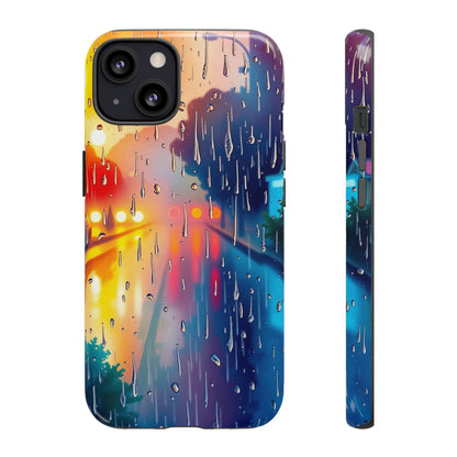 iPhone 13 / Glossy Phone Case - Electric Rain Watercolour Design Phone Case