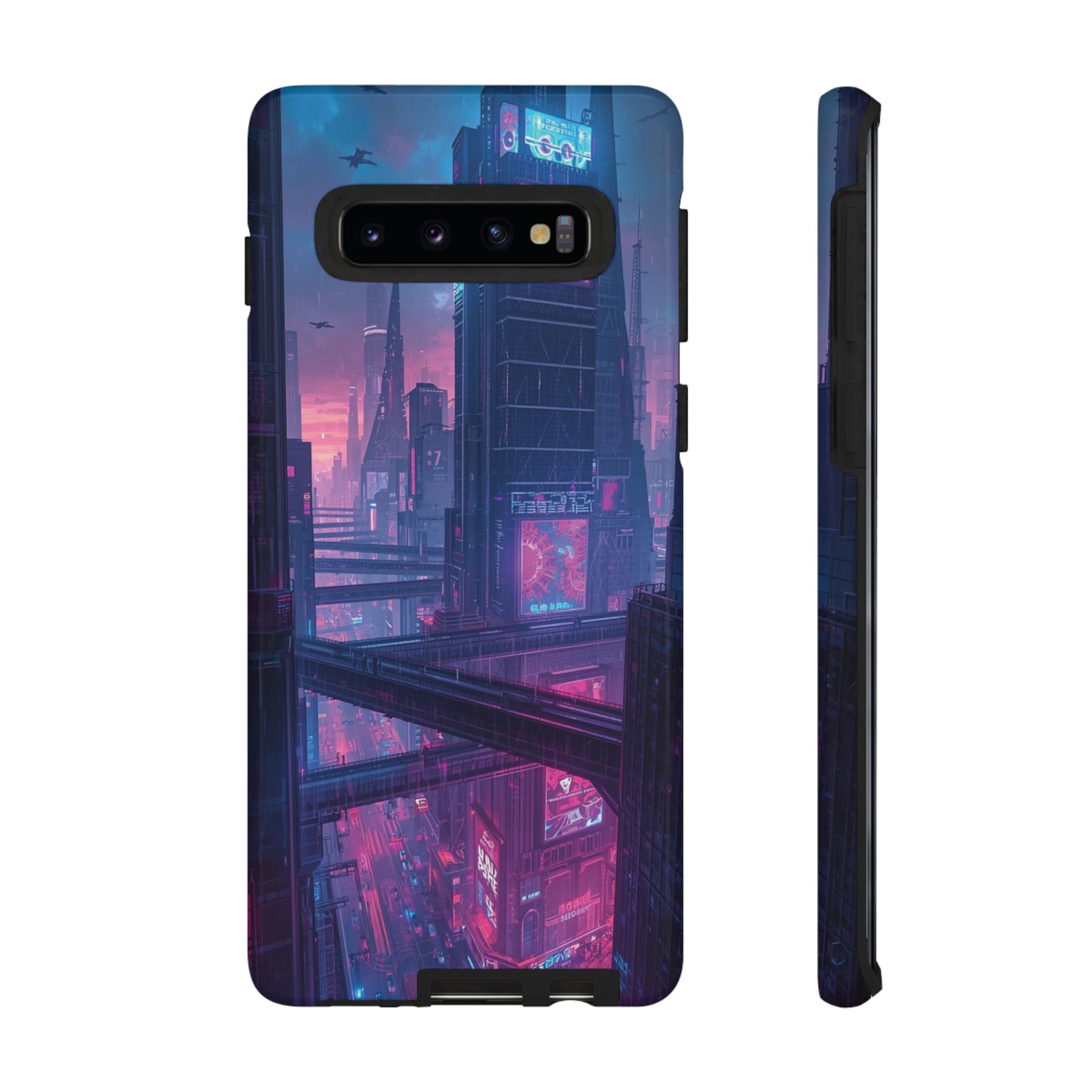 Neon Cyberpunk Megacity Sci-fi Phone Case - Blue Phone Case