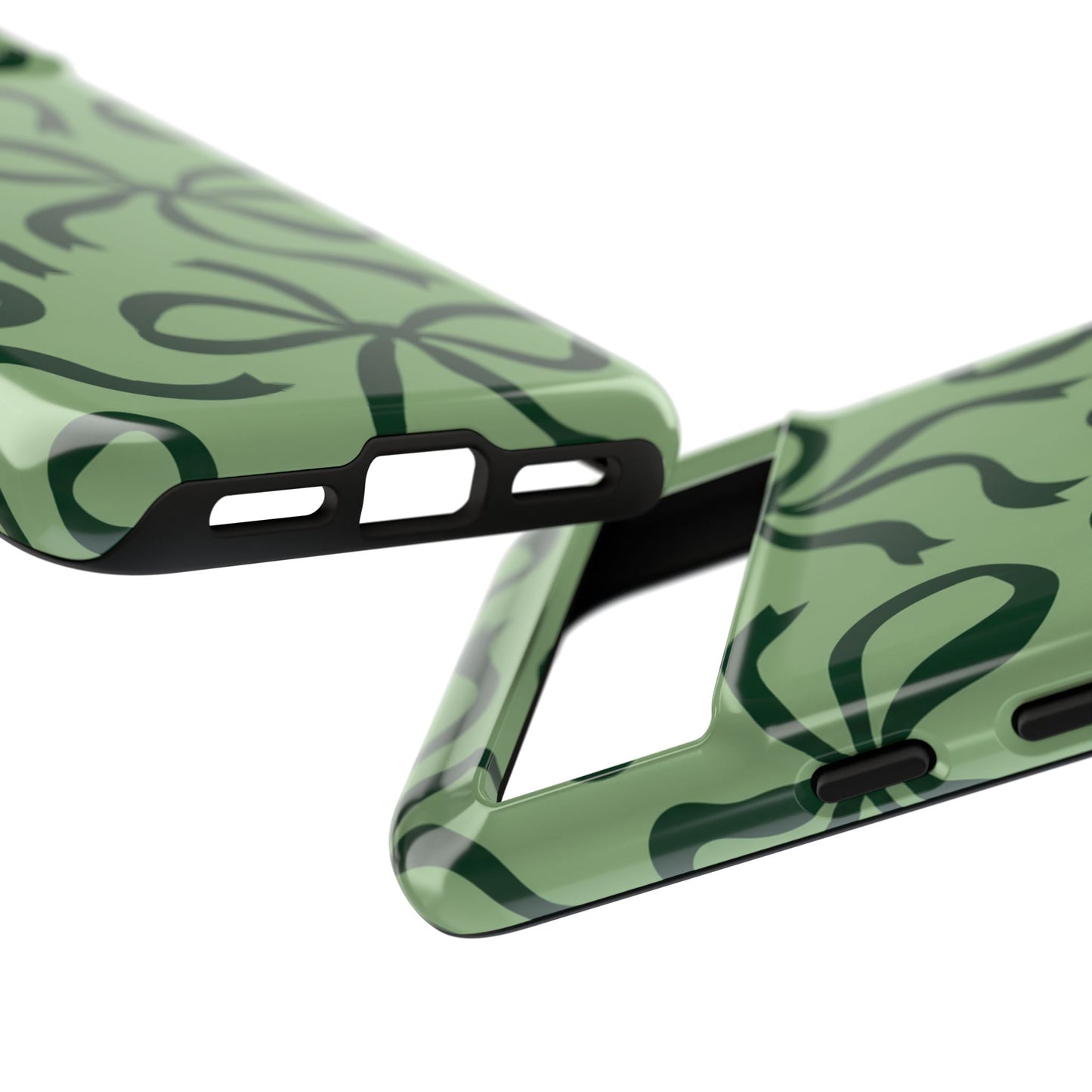 Bold Sage Green and Forest Green Bow Pattern Phone Case
