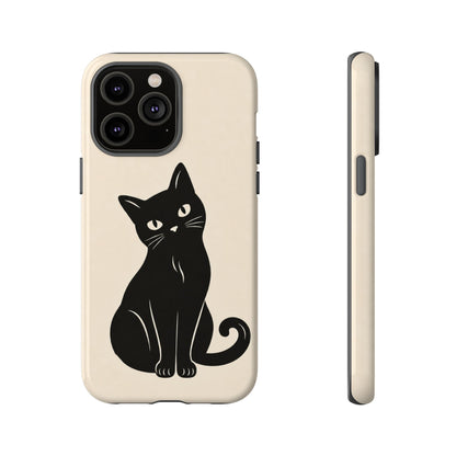 Minimalist Cream & Black Cat Phone Case