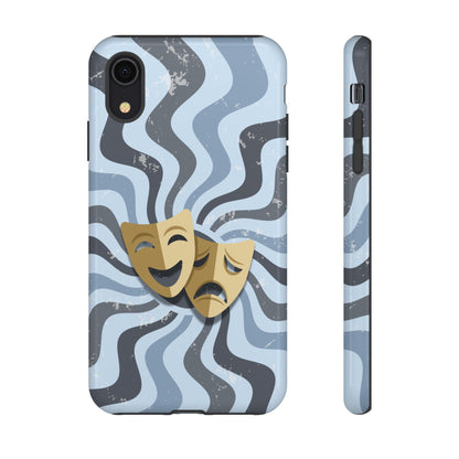 Comedy & Tragedy Masks – Blue Minimal Retro Wave Phone Case - Blue Phone Case - iPhone XR / Glossy